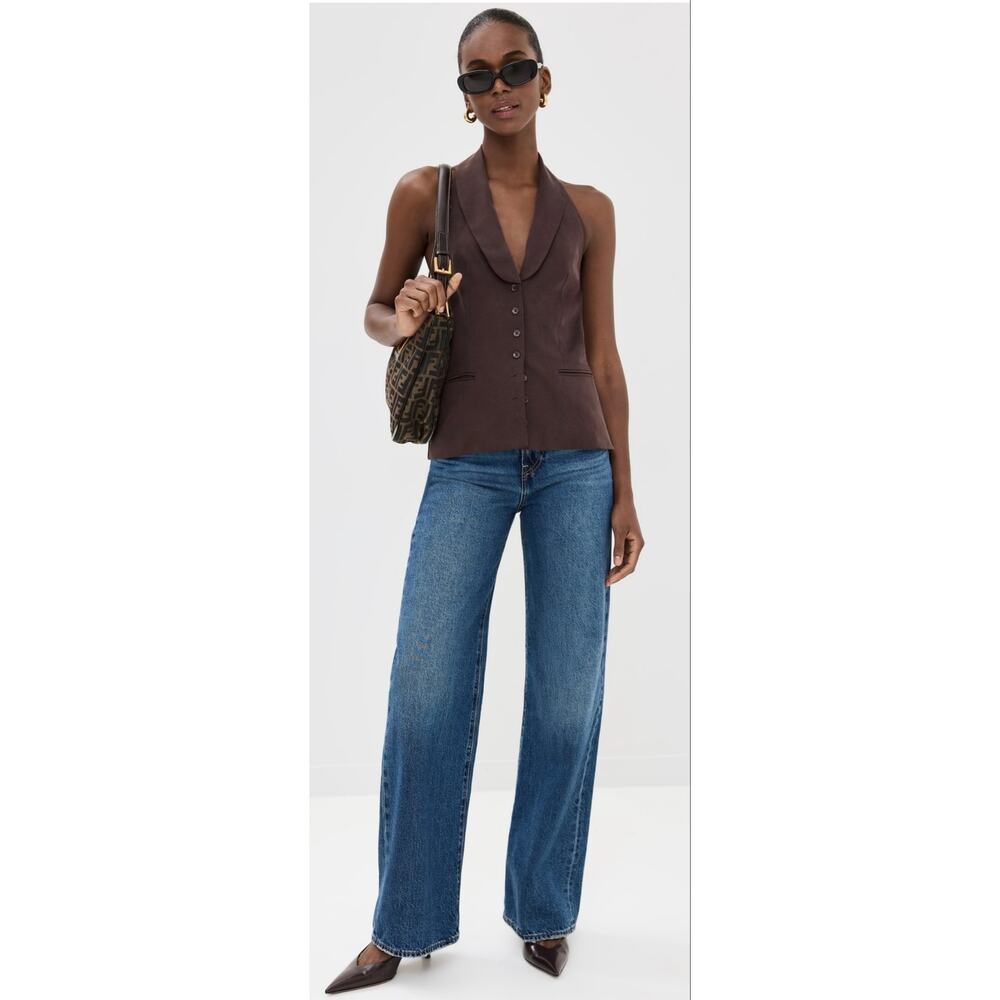 Reformation Alistar Halter Vest - Chic Brown Tencel, Size 8 - Picture 3 of 6